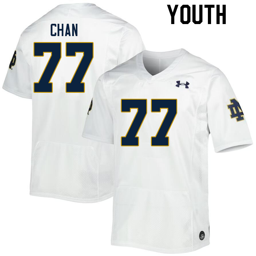 Youth #77 Ty Chan Notre Dame Fighting Irish College Football Jerseys Stitched-White